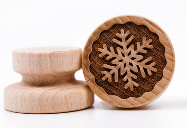 Holz­st­emp­fel tief gra­viert, Schneeflocke 1